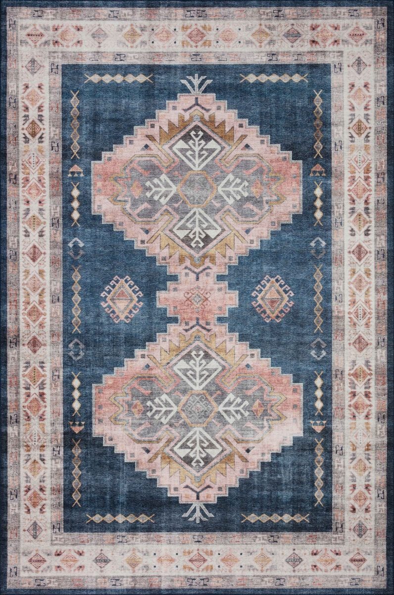 HEIDHEI-03DEBH2050 Denim & Blush Heidi Traditional Rug, 2 x 5 ft.