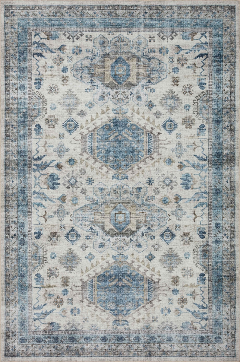 Heidi Rectangle Traditional Area Rug, Ivory & Ocean - 6 x 9 ft.