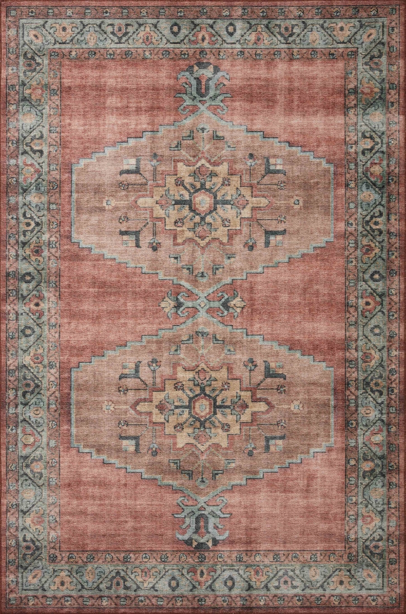 HEIDHEI-05SQAQ600R 6 x 6 ft. Heidi Round Rug, Spice & Aqua