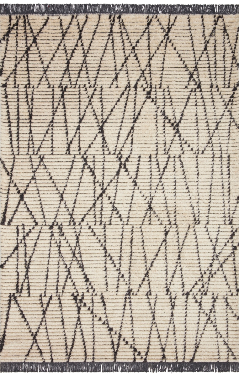 ALICALI-01CRCC79A0 7 ft.-9 in. x 10 ft. Alice Power Loomed 100 Percent Polyester Contemporary Rectangle Rug, Cream & Charcoal