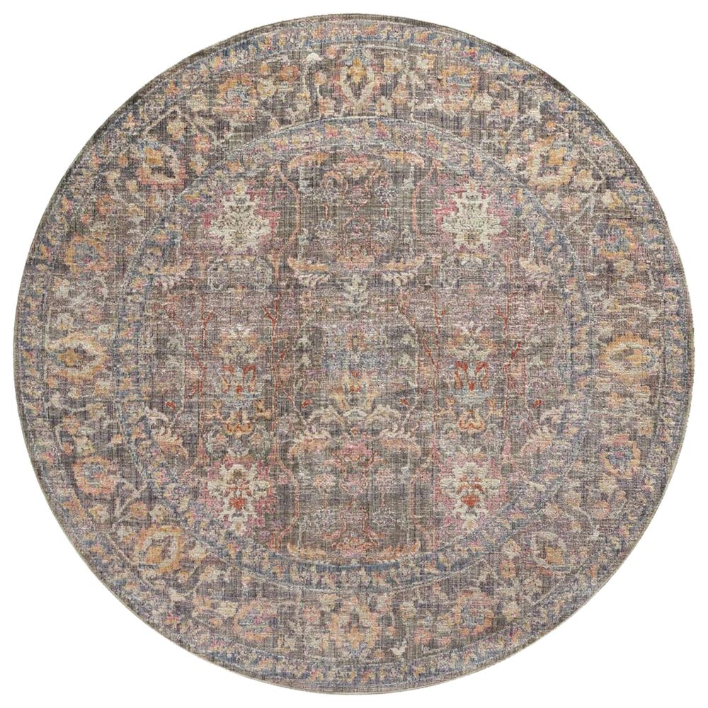 ROSMROE-01SNML320R 3 ft.-2 in. x 3 ft.-2 in. Rosemarie Power Loomed Traditional Round Rug, Stone & Multi Color