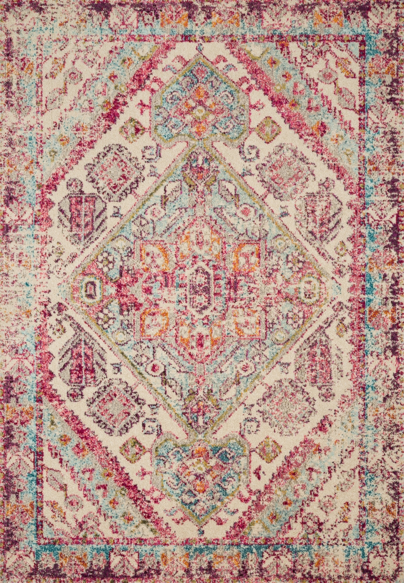 NADINN-03AQPI160S 1 ft.-6 in. x 1 ft.-6 in. Nadia Power Loomed Transitional Square Rug, Aqua & Pink