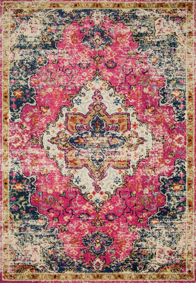 NADINN-04PIMD160S 1 ft.-6 in. x 1 ft.-6 in. Nadia Power Loomed Transitional Square Rug, Pink & Midnight