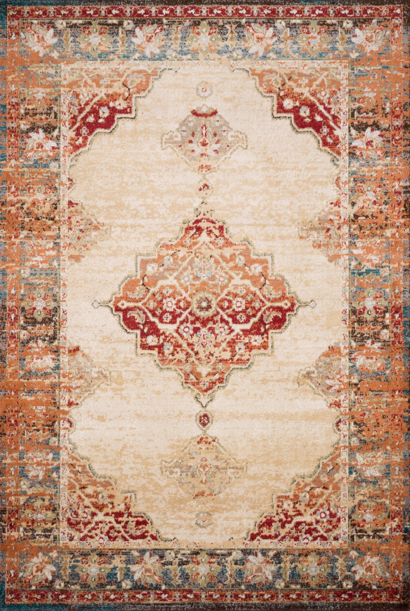 ISADISA-04AISS160S 1 ft.-6 in. x 1 ft.-6 in. Isadora Power Loomed Transitional Square Rug, Antique Ivory & Sunset