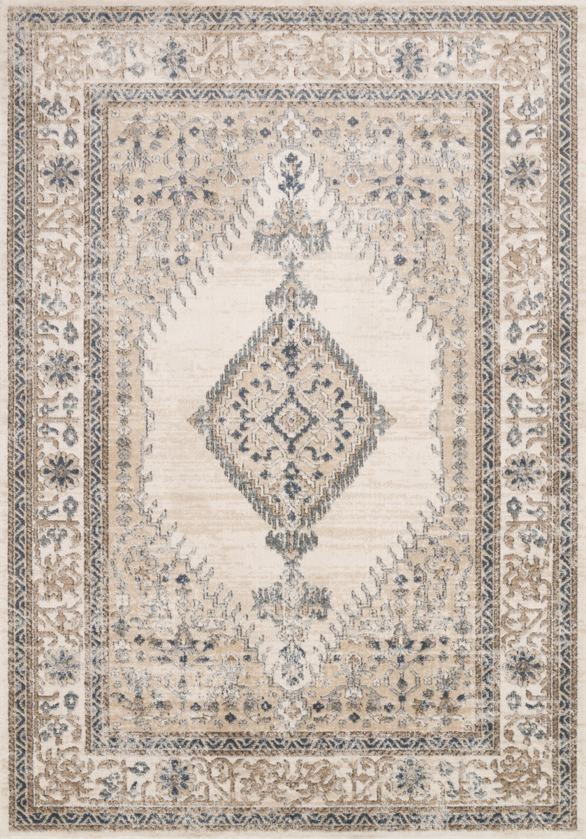 TEAGTEA-02OTIV7BA6 7 ft.-11 in. x 10 ft.-6 in. Teagan Power Loomed Rectangle Rug, Oatmeal & Ivory