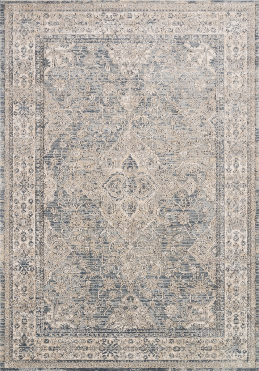 TEAGTEA-04SCNA3457 3 ft. 4 in. x 5 ft. 7 in. Teagan Power Loomed Area Rug, Sky & Natural