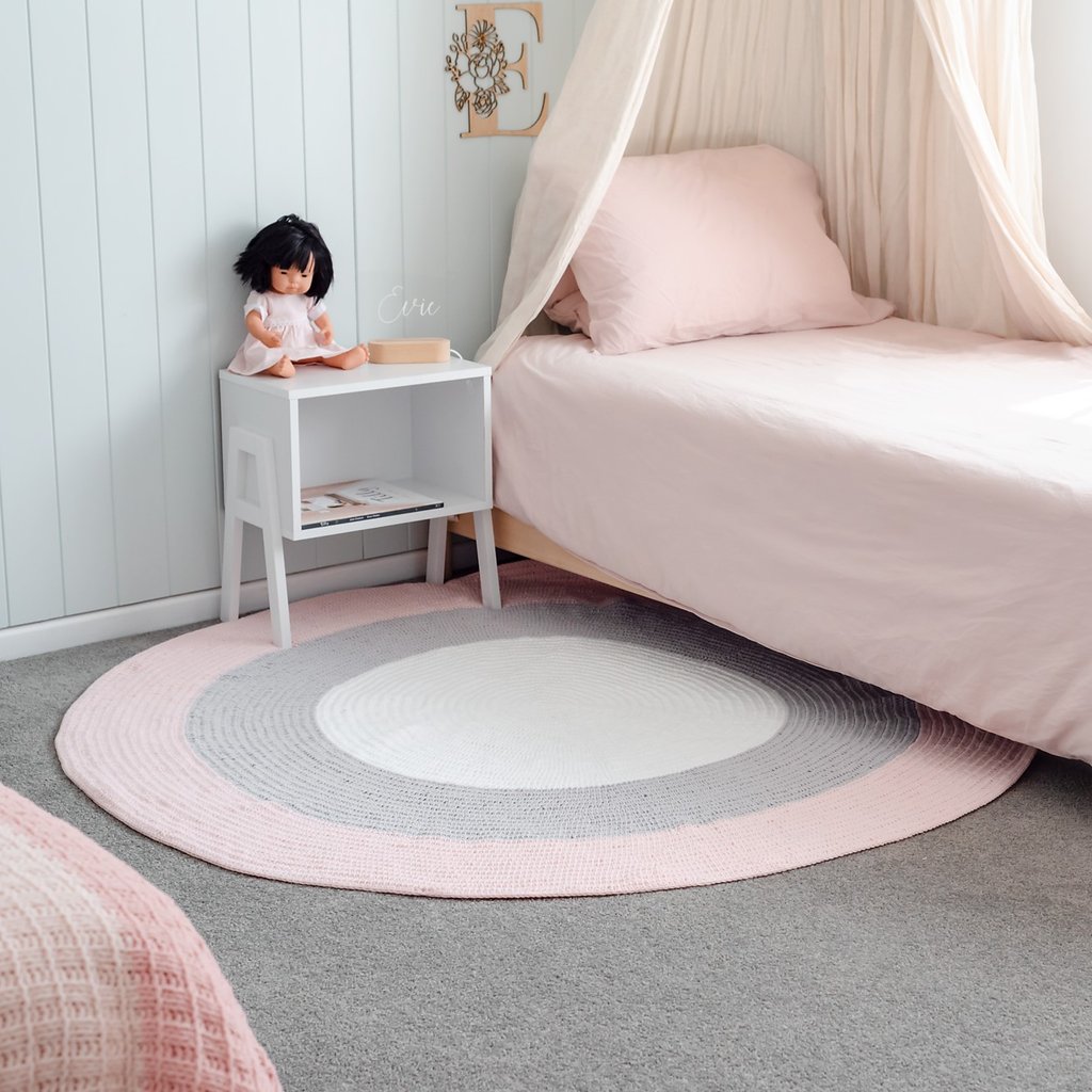 Skye Round Rug - Blush & Grey - 8 x 8 ft. - Durable Power Loomed Design