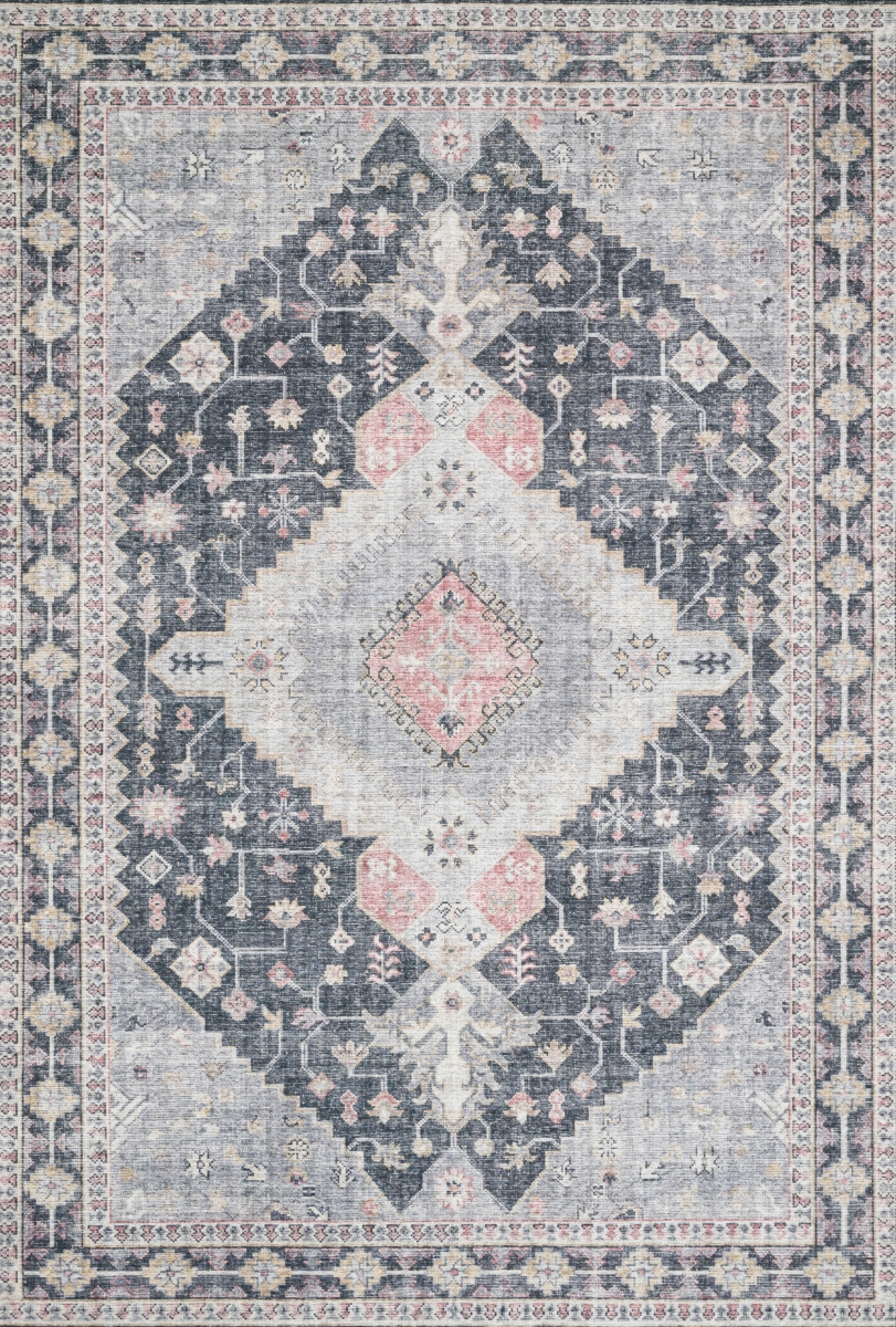 SKYESKY-02CCML26C0 2 ft.-6 in. x 12 ft. Skye Power Loomed Traditional Rectangle Rug, Charcoal & Multi Color