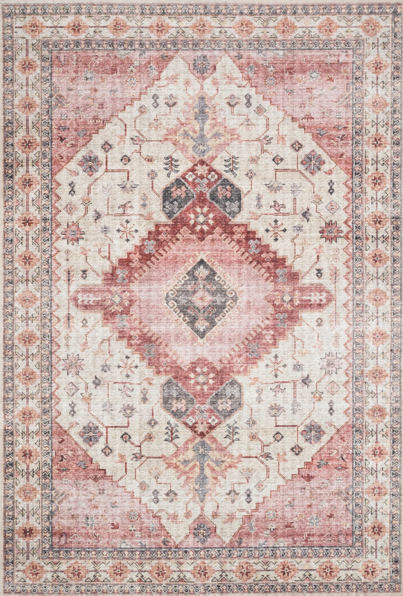 SKYESKY-02IVBY6090 6 x 9 ft. Skye Power Loomed Traditional Rectangle Rug, Ivory & Berry