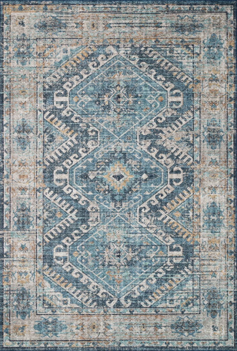 SKYESKY-03DENA6090 6 x 9 ft. Skye Power Loomed Traditional Rectangle Rug, Denim & Natural
