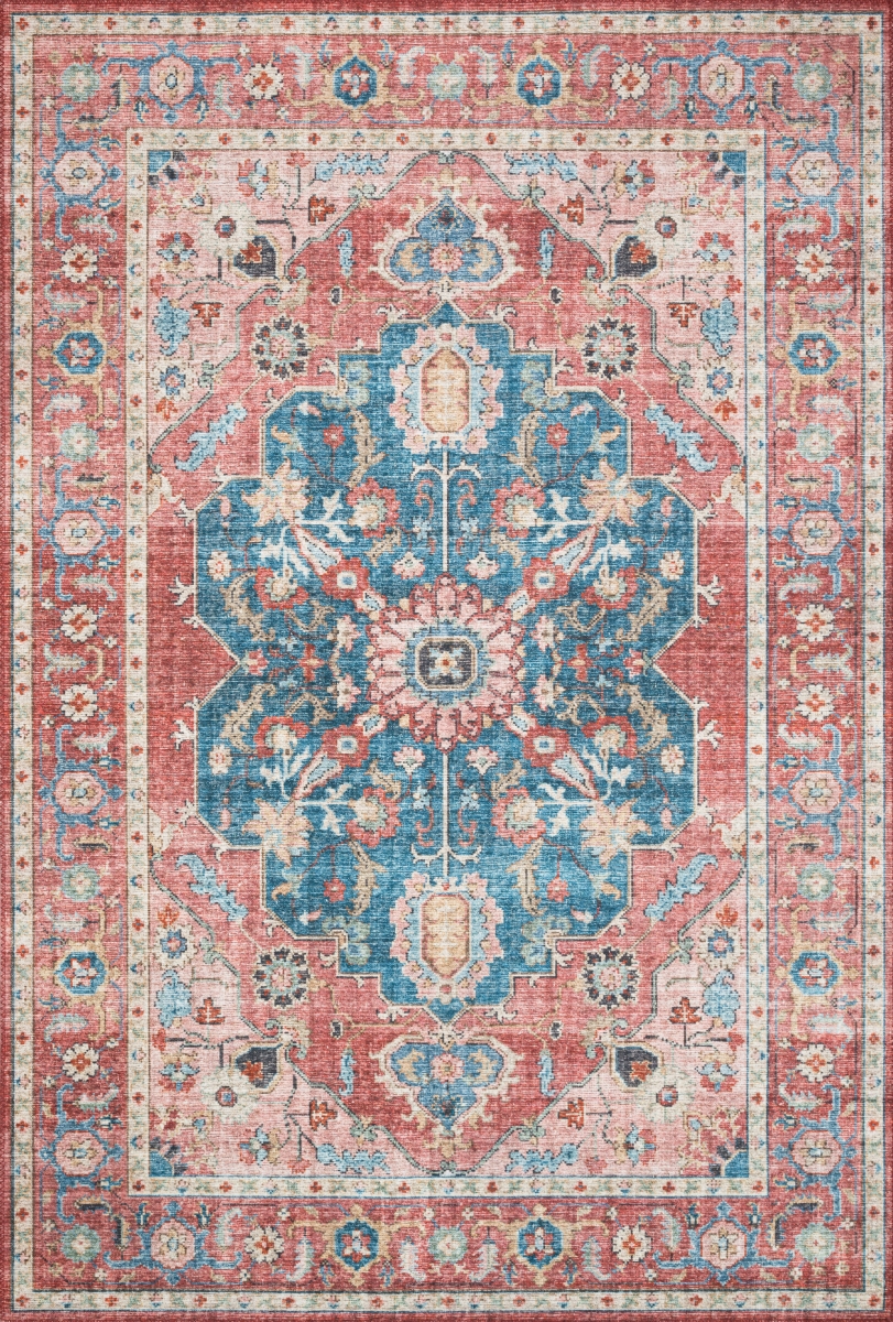 SKYESKY-05BKOC6090 6 x 9 ft. Skye Power Loomed Traditional Rectangle Area Rug, Brick & Ocean
