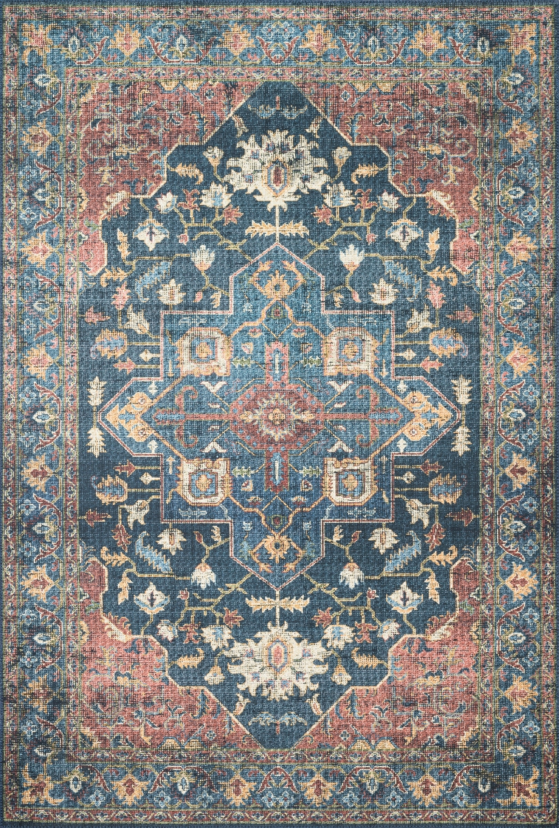 SKYESKY-08DEBK26A0 2 ft. 6 in. x 10 ft. Skye Power Loomed Traditional Rectangle Area Rug, Denim & Brick
