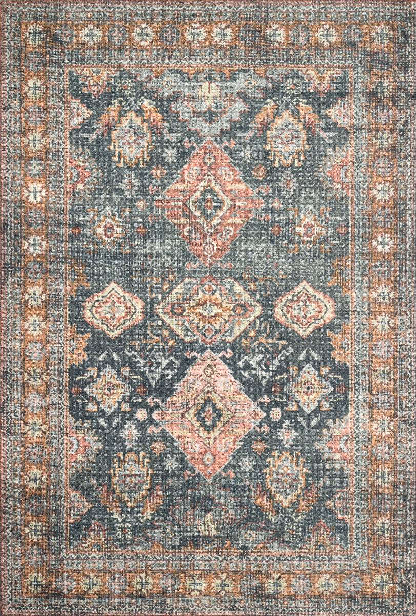 SKYESKY-10SURU26A0 2 ft. 6 in. x 10 ft. Skye Power Loomed Traditional Rectangle Area Rug, Sea & Rust