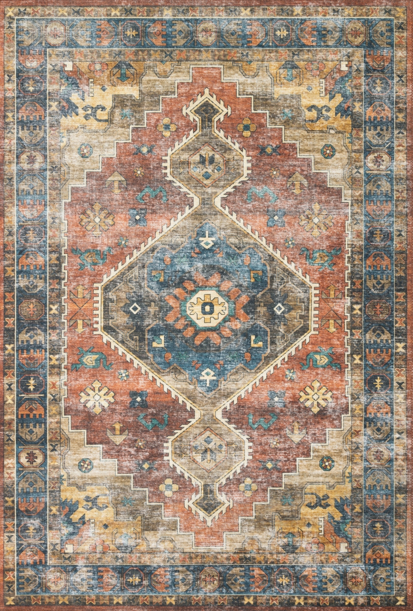 SKYESKY-11RUBB6090 6 x 9 ft. Skye Power Loomed Traditional Rectangle Area Rug, Rust & Blue