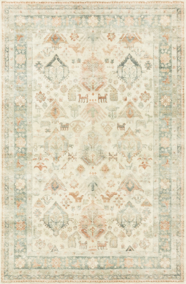 ROSTROS-01BEML5076 5 ft. x 7 ft. 6 in. Rosette Power Loomed Traditional Rectangle Area Rug, Beige & Multi Color