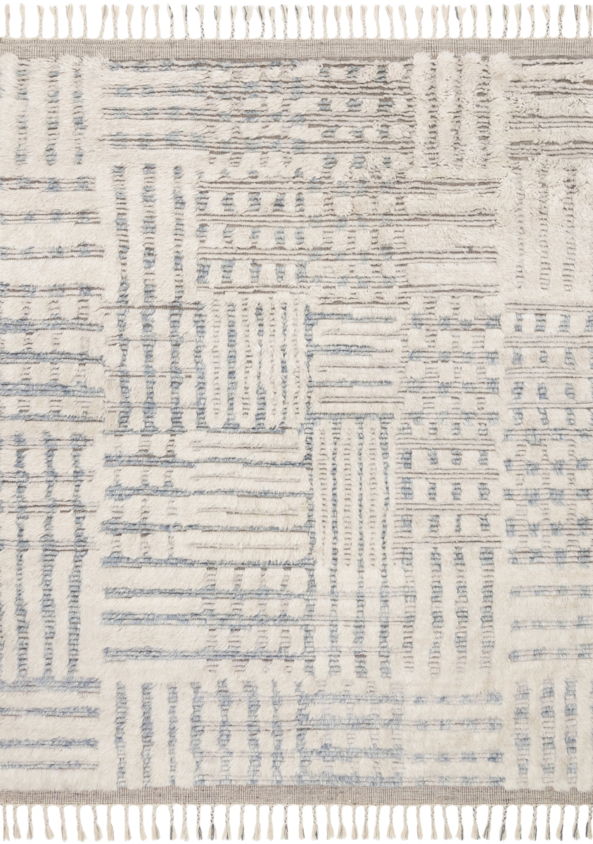 KHALKF-01IVSC5686 5 ft.-6 in. x 8 ft.-6 in. Khalid Hand Knotted Rectangle Area Rug, Ivory & Sky Blue