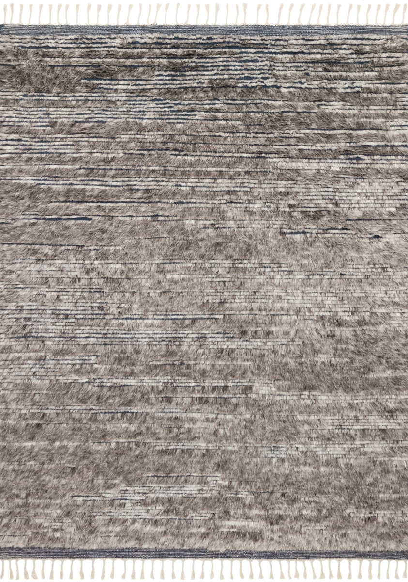 KHALKF-04PWIK7999 7 ft. 9 in. x 9 ft. 9 in. Khalid Hand Knotted Area Rug, Pewter & Ink
