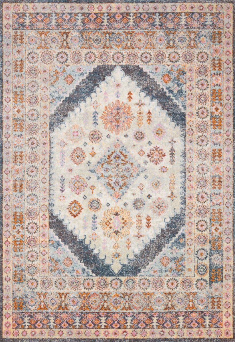 CLARCLA-07PPFD93D0 9 ft.-3 in. x 13 ft. Clara Power Loomed Transitional Rectangle Rug, Pebble & Fiesta