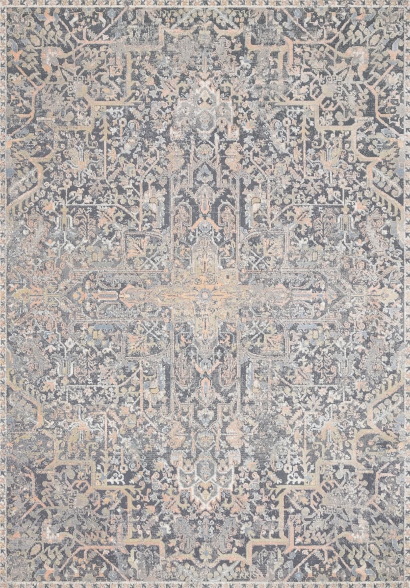 LCIALUC-01GYSS93D3 9 ft.-3 in. x 13 ft.-3 in. Lucia Power Loomed Transitional Rectangle Rug, Grey & Sunset