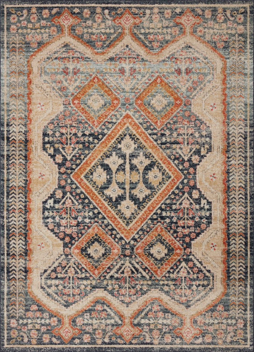 JOCEJOC-05NVML2340 2 ft.-3 in. x 4 ft. Jocelyn Power Loomed Transitional Rectangle Rug, Navy & Multi Color