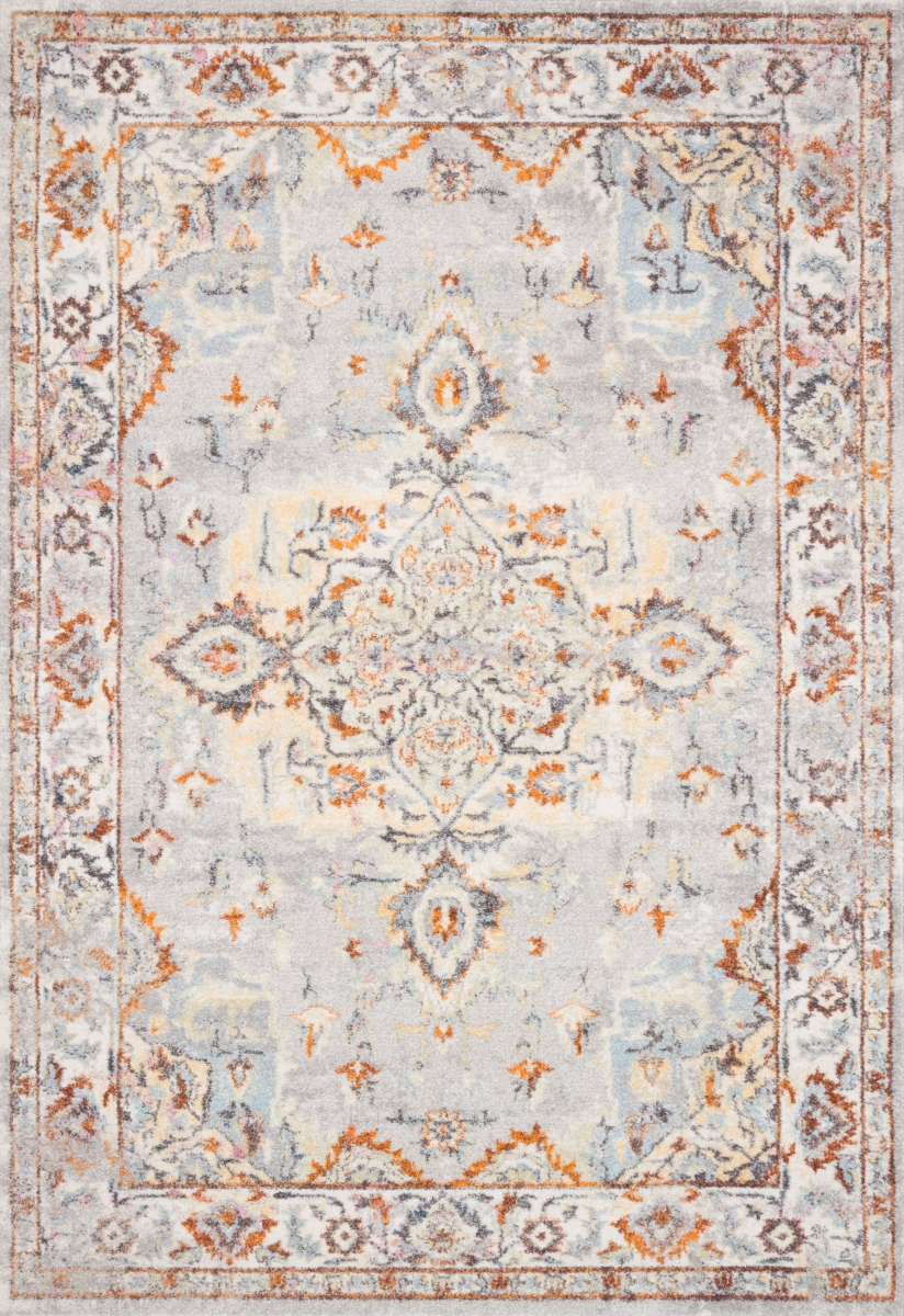 CLARCLA-03GYIV160S 1 ft.-6 in. x 1 ft.-6 in. Clara Power Loomed Transitional Square Rug, Grey & Ivory