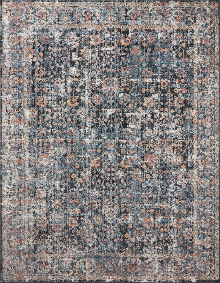 CASNCSN-05BBML160S 18 x 18 in. Sample Cassandra Power Loomed Traditional Square Area Rug, Blue & Multi Color