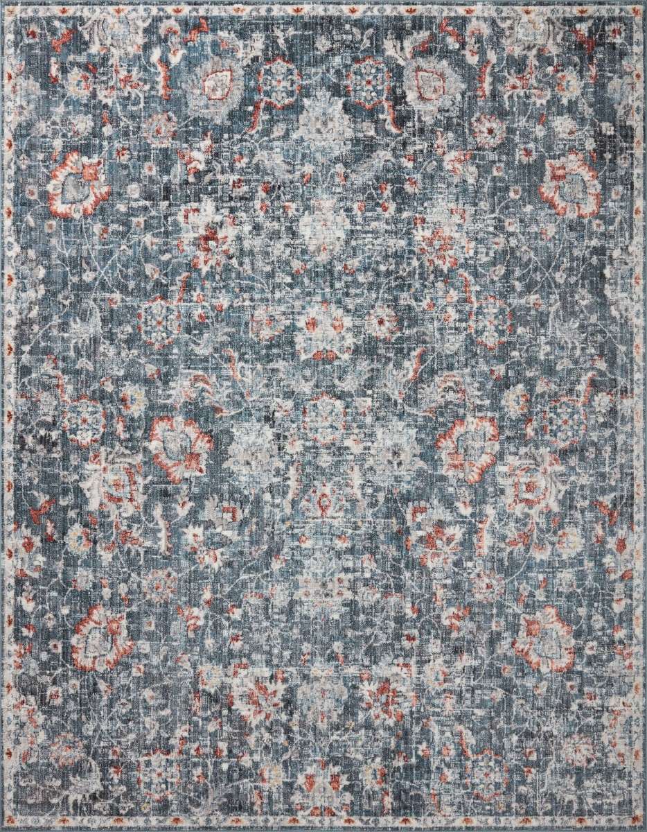 CASNCSN-04BBRU2640 2 ft. 6 in. x 4 ft. Cassandra Power Loomed Traditional Rectangle Area Rug, Blue & Rust