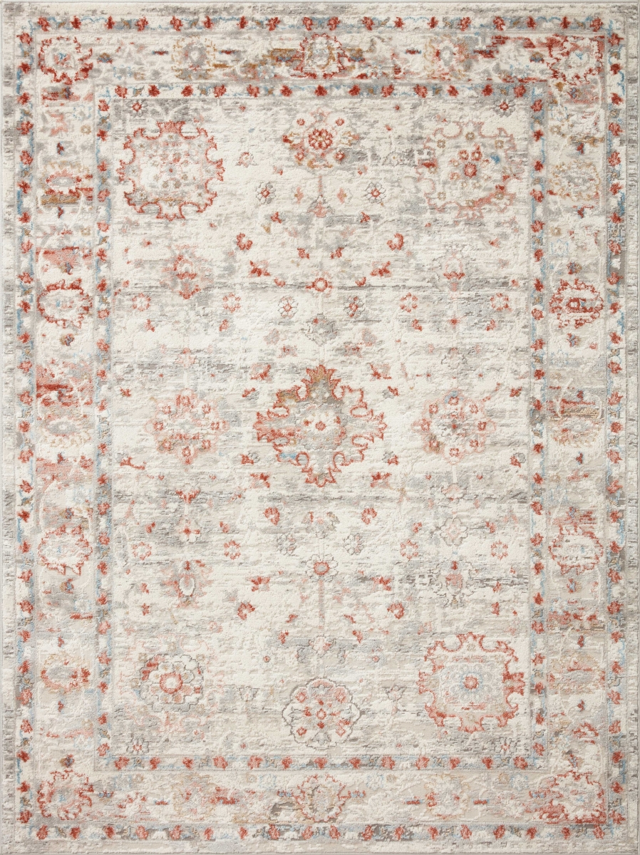 ESTEEST-01IVRU160S 18 x 18 in. Sample Estelle Power Loomed Transitional Square Area Rug, Ivory & Rust