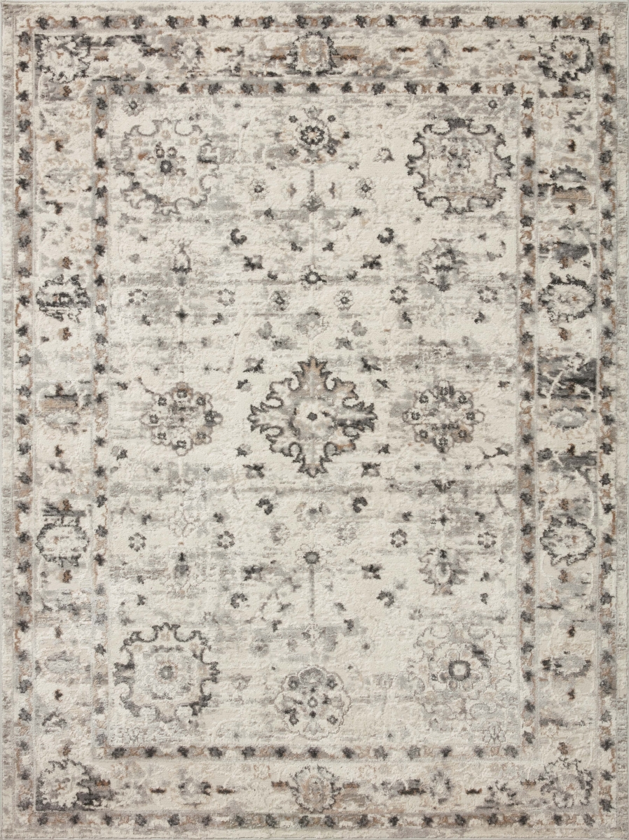 ESTEEST-01IVSN160S 18 x 18 in. Sample Estelle Power Loomed Transitional Square Area Rug, Ivory & Stone