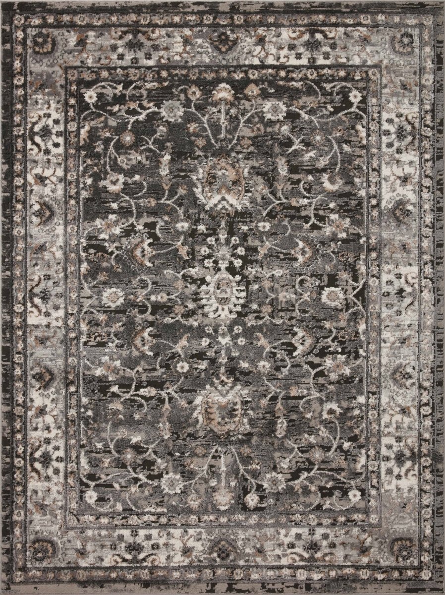ESTEEST-02CCGY160S 18 x 18 in. Sample Estelle Power Loomed Transitional Square Area Rug, Charcoal & Grey