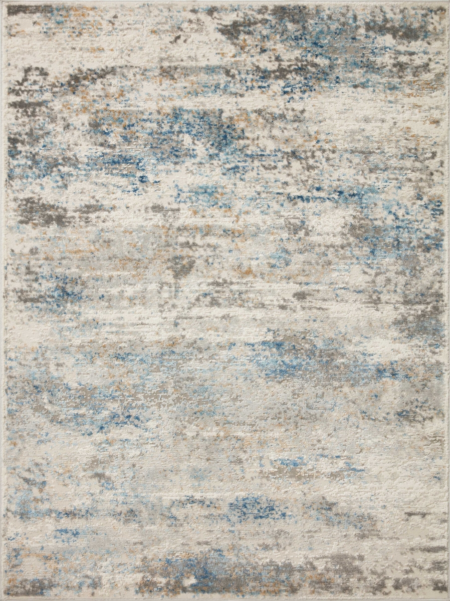 ESTEEST-03IVOC160S 18 x 18 in. Sample Estelle Power Loomed Transitional Square Area Rug, Ivory & Ocean
