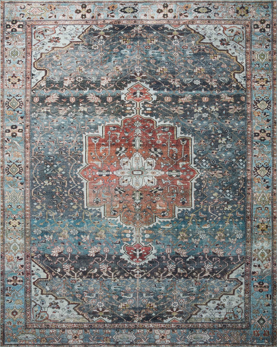 MARGMAT-05OCBK5076 5 ft. x 7 ft. 6 in. Margot Rectangle Area Rug, Ocean & Brick