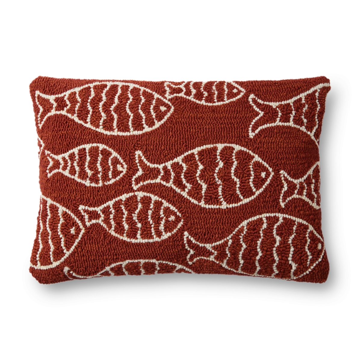 P221P0908RE00PI15 Transitional Hooked Pillow, Red - 16 x 26 in.