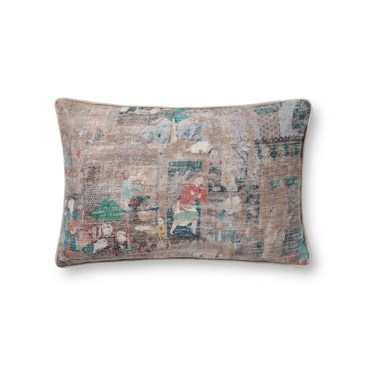 PSETPLL0007BRMLPIL5 Transitional Machine Woven Self Welt Pillow, Brown & Multi Color - 13 x 21 in.