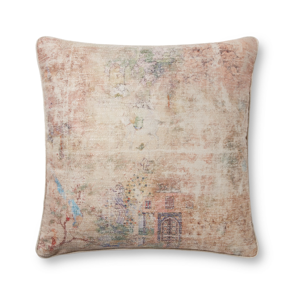 PSETPLL0011BEMLPIL3 Transitional Machine Woven Pillow, Beige & Multi Color - 22 x 22 in.