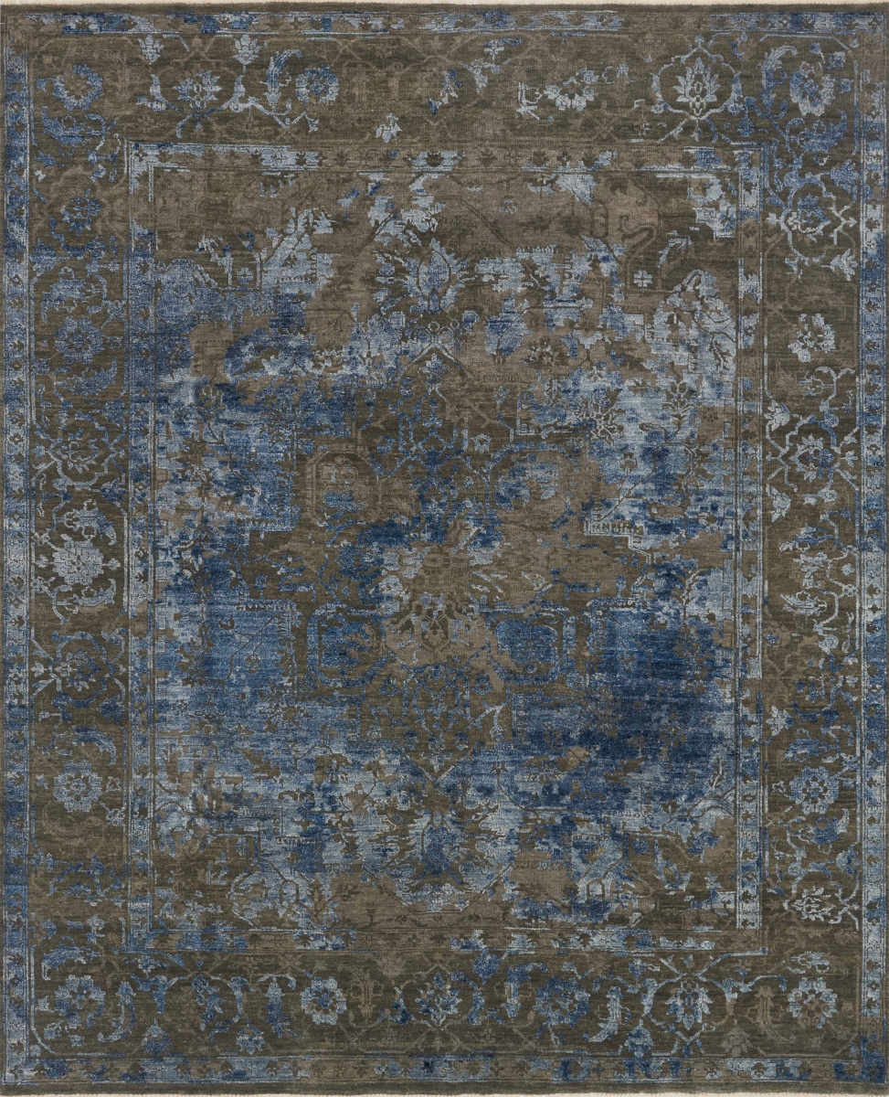 Loloi NEWANA-01ASBB2030 2 x 3 ft. Hand Knotted New Artifact Transitional Rectangle Area Rug, Ash & Blue