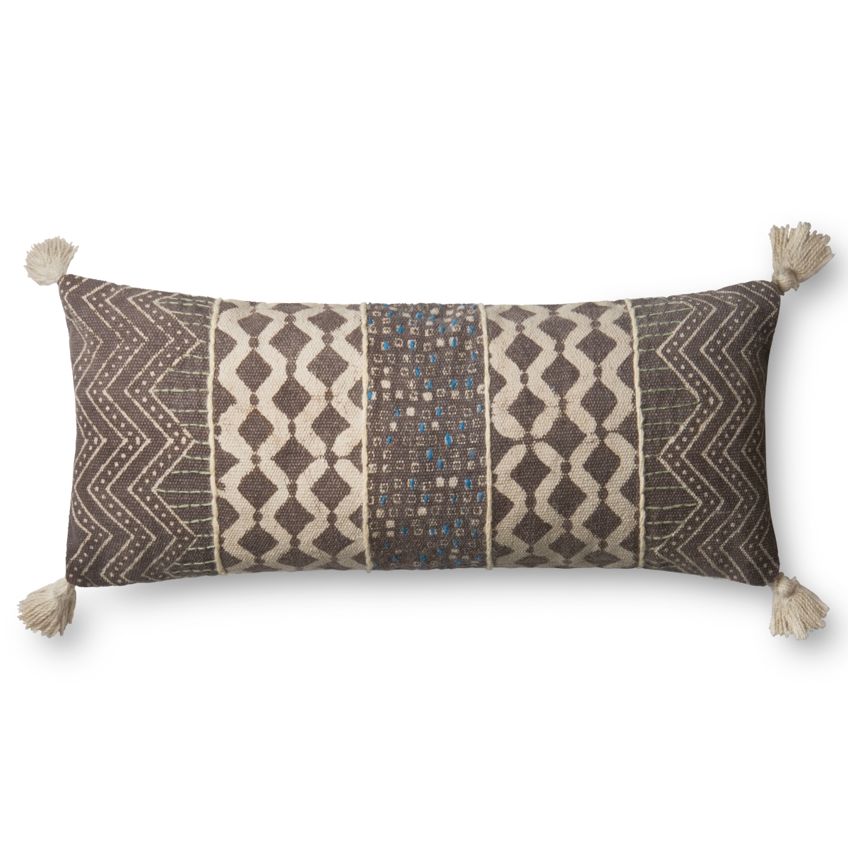 Loloi DSETP0607GYMLPI29 13 x 35 in. Pillows Cover with Down, Grey & Multi Color