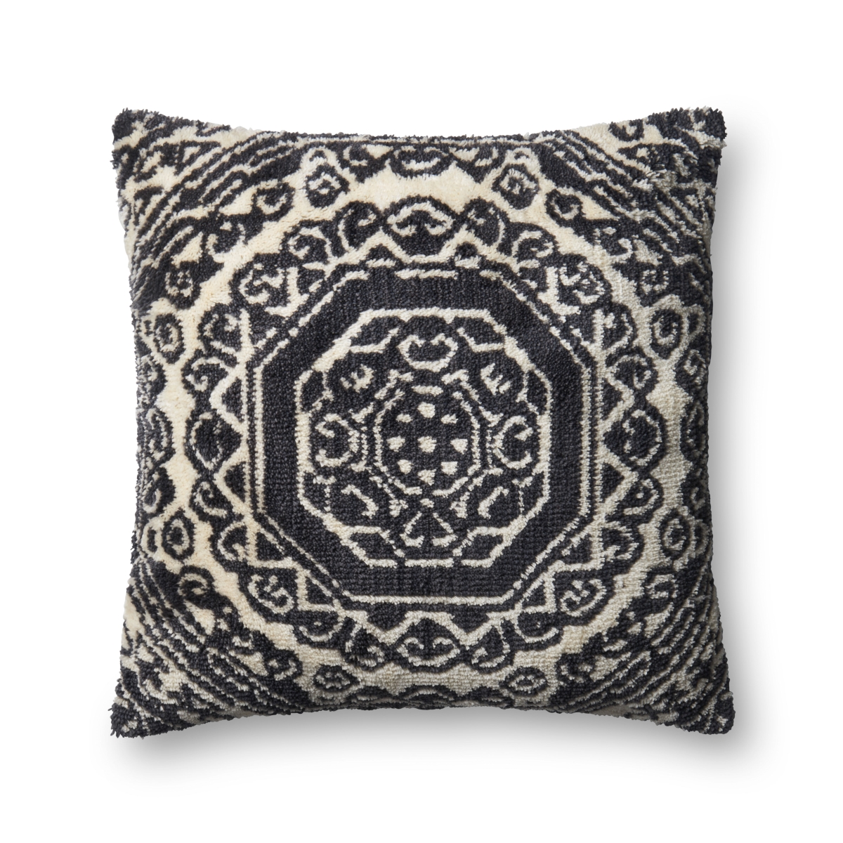 Loloi DSETP0578BLWHPIL3 22 x 22 in. Pillows Cover with Down, Black & White