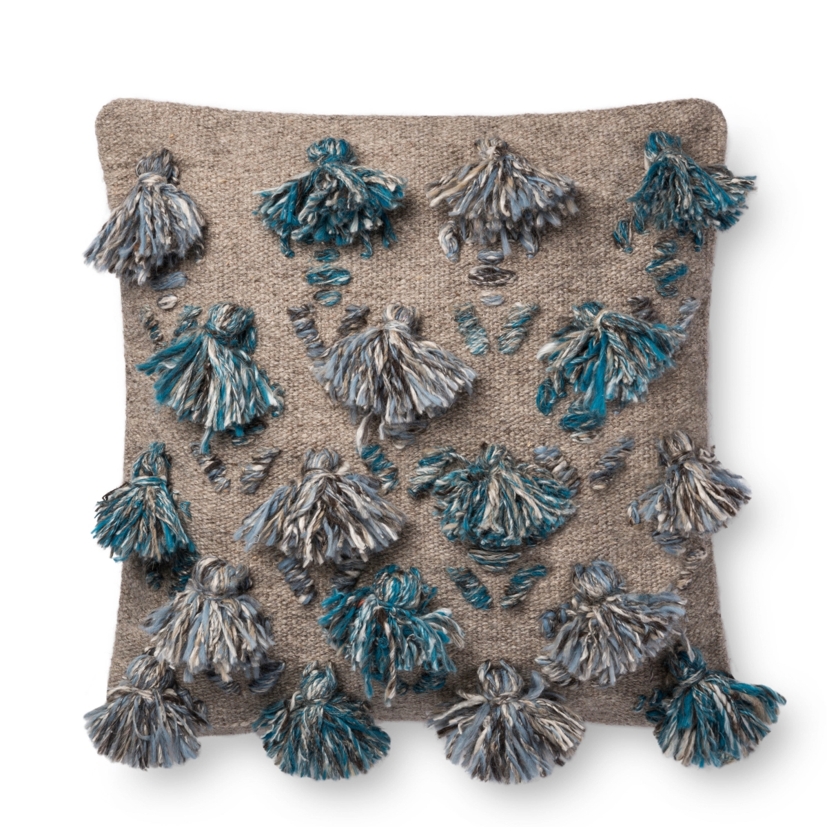 Loloi DSETP0695BBMLPIL3 22 x 22 in. Pillows Cover with Down, Blue & Multi Color