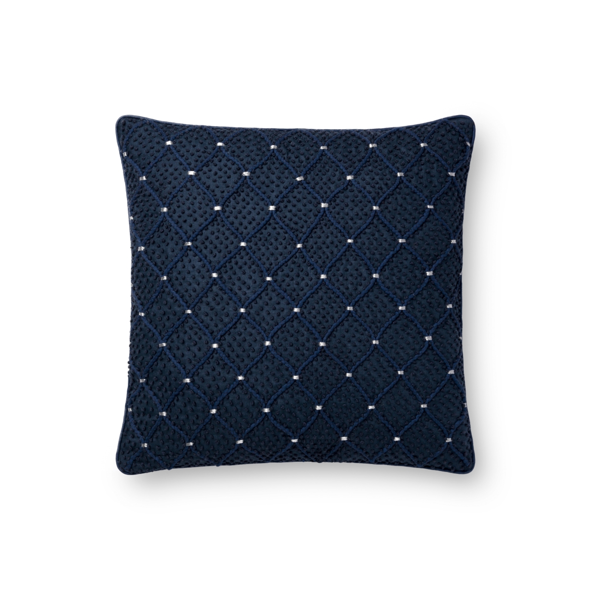 Loloi DSETP0675NVSIPIL1 18 x 18 in. Pillows Cover with Down, Navy & Silver