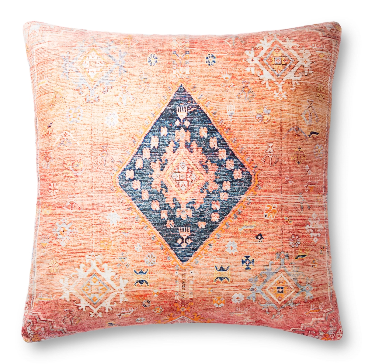 Loloi P221P0883COMLPI36 3 x 3 ft. Pillows Cover with Poly, Coral & Multi Color