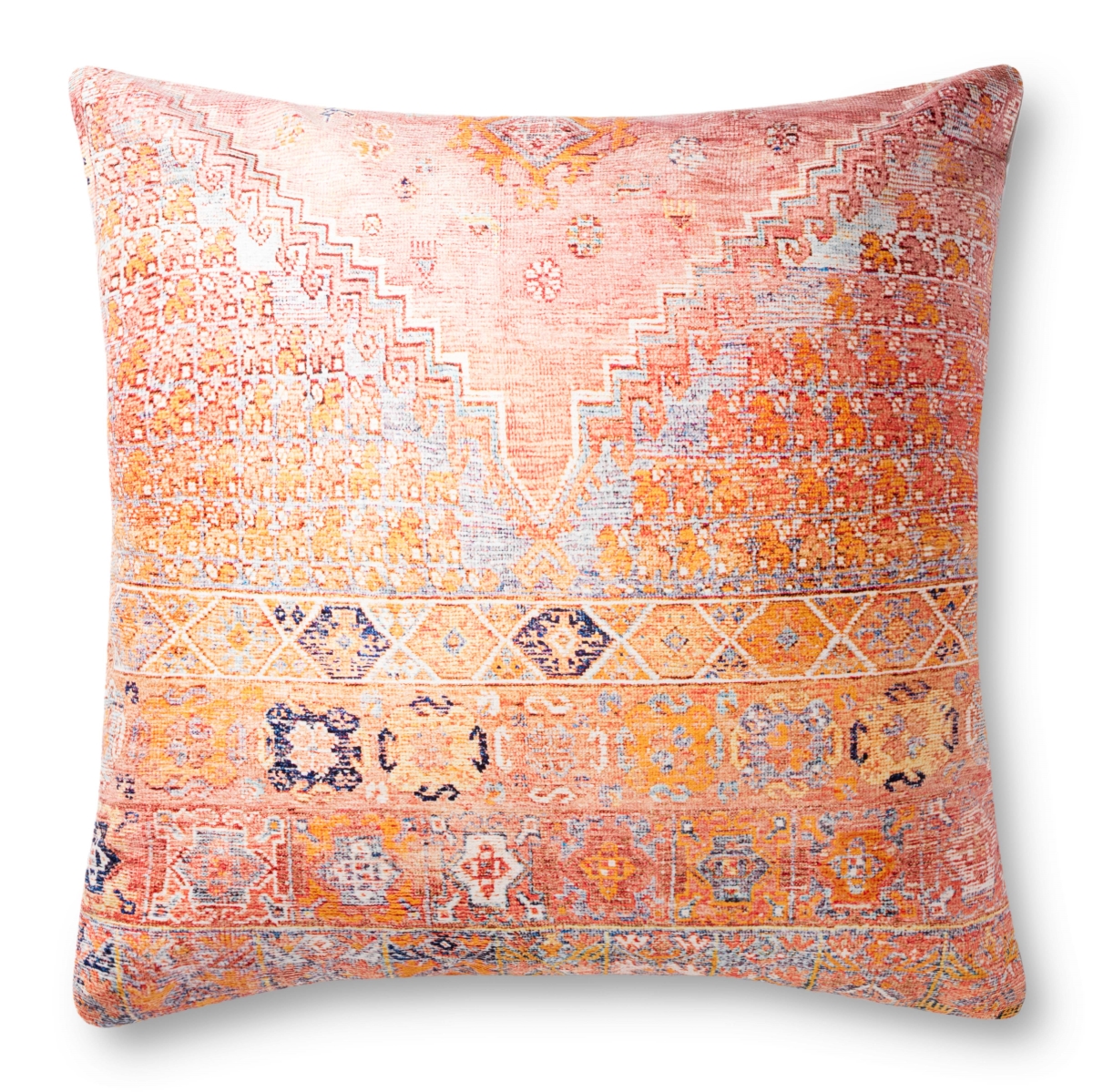 Loloi P221P0885COMLPI36 3 x 3 ft. Pillows Cover with Poly, Coral & Multi Color