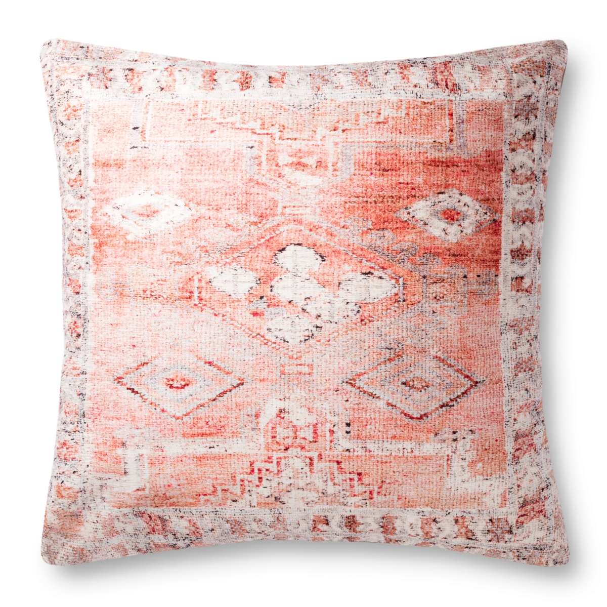 Loloi P221P0886COMLPI36 3 x 3 ft. Pillows Cover with Poly, Coral & Multi Color