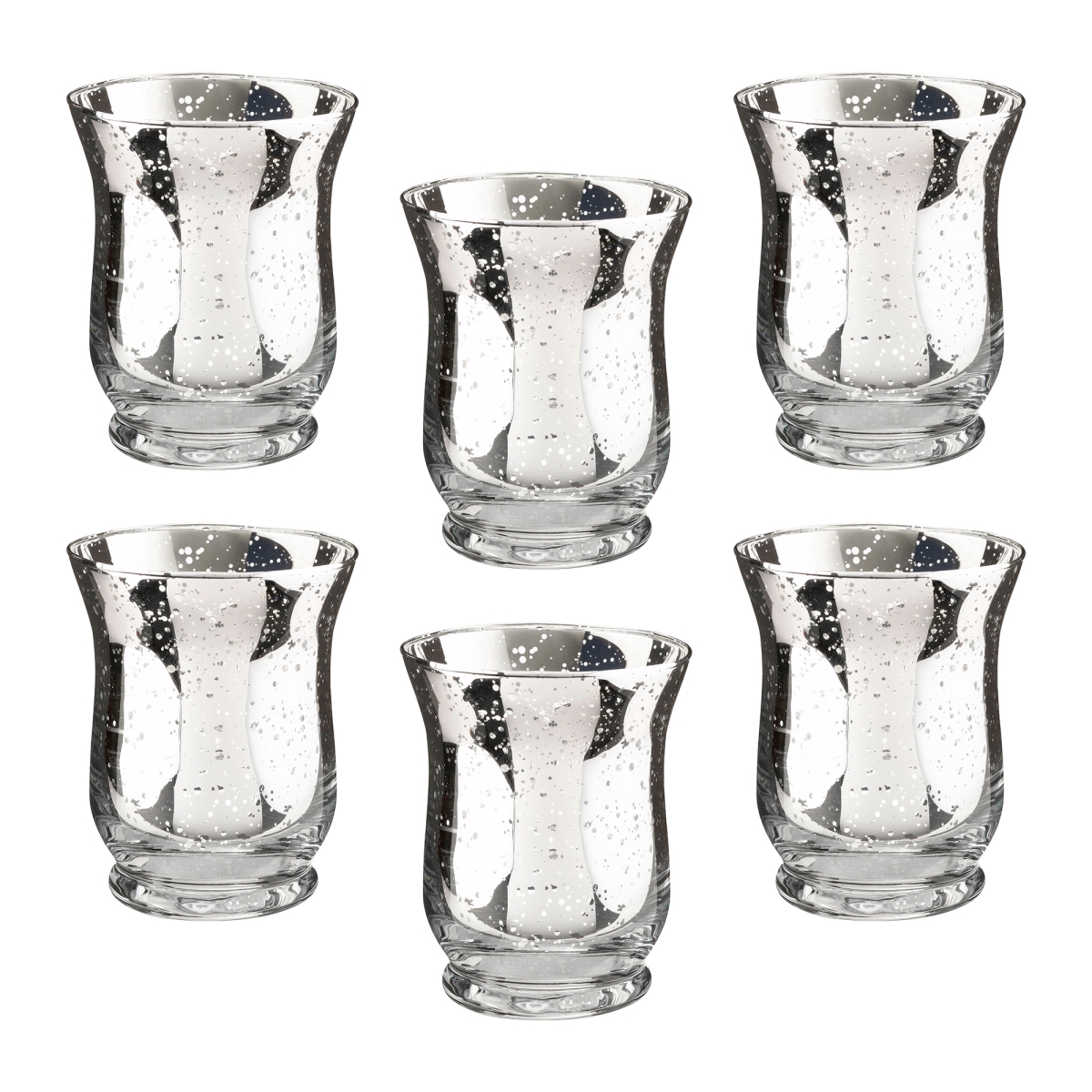 Lillian Rose CA956 S Mercury Tulip Shaped Glass Votive & Tea Largeight Holders - Set of 6 - Silver