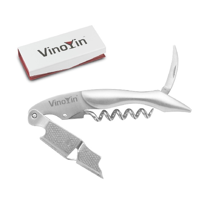 Picture of Vinoyin VY7026 Premium Stainless Steel Waiters Corkscrew Bottle Opener & Foil Cutter
