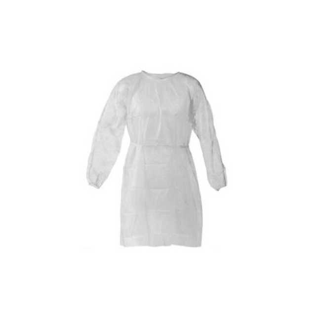White.Gown Disposable Isolation Gowns, White - Universal Size - Pack of 10