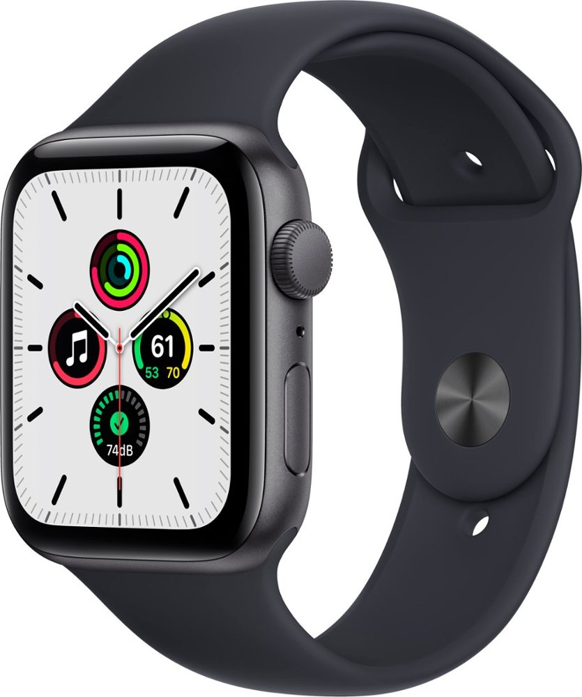 Picture of Apple MKRR3LL-A 44 mm SE Space Gray Aluminum Case Apple Watch with Midnight Sport Band