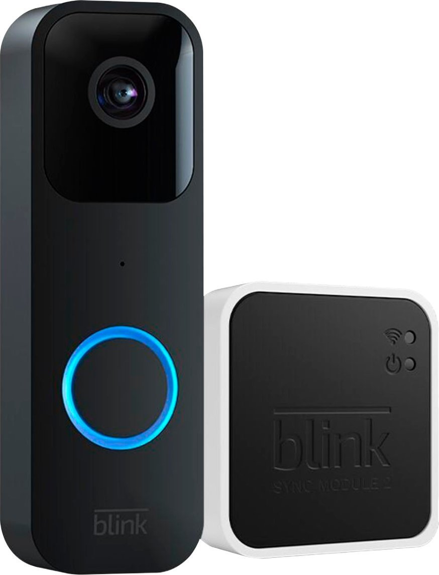 B08SGC46M9 Smart Wi-Fi Wired & Battery Operated Video Doorbell with Sync Module 2, Black -  Blink