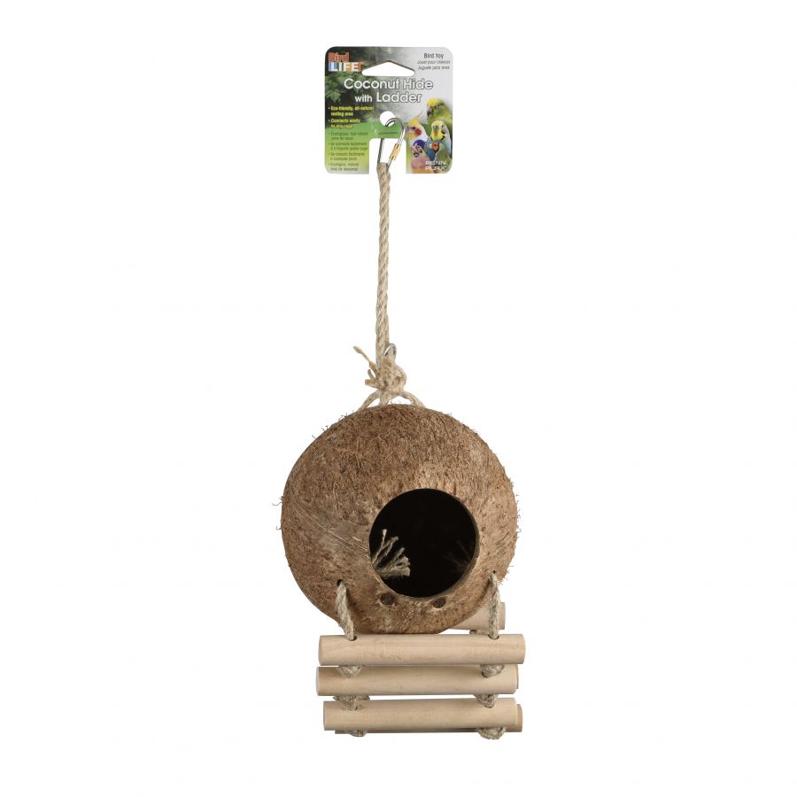 Picture of Penn Plax PP08010 Coconut Coco-Hide Bird House with Ladder