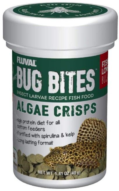 Picture of Fluval XA7360 1.41 oz Bug Bites Algae Crisps for Bottom Feeders Fish Food